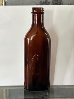 Antique Amber Glass Bottle - Tall Decorative Apothecary Style